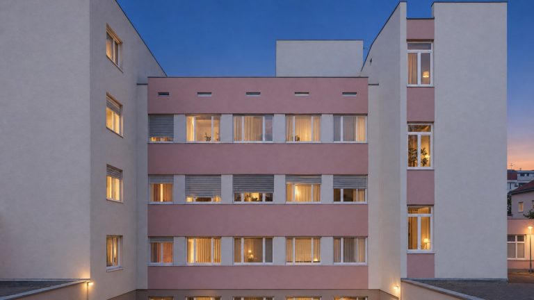 Campus inner facade at blue hour