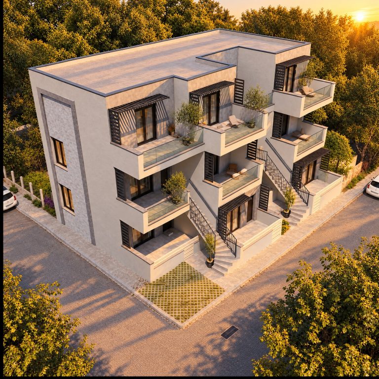 Aerial view of the residence at golden hour