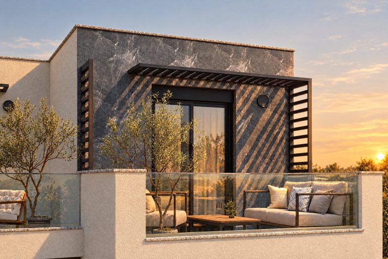 Terrace detail at golden hour