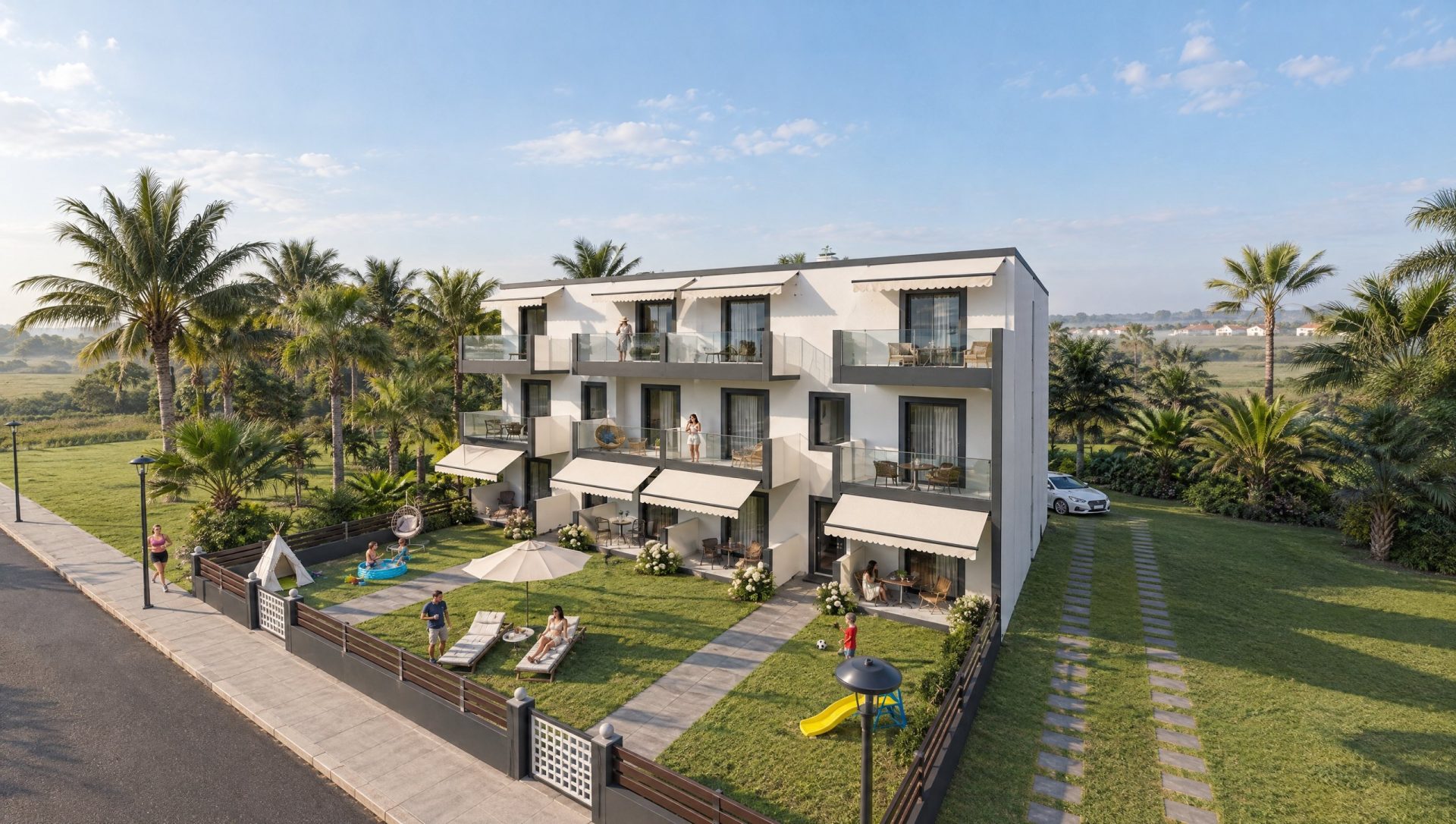 Chris Residence – εξωτερική άποψη το πρωί