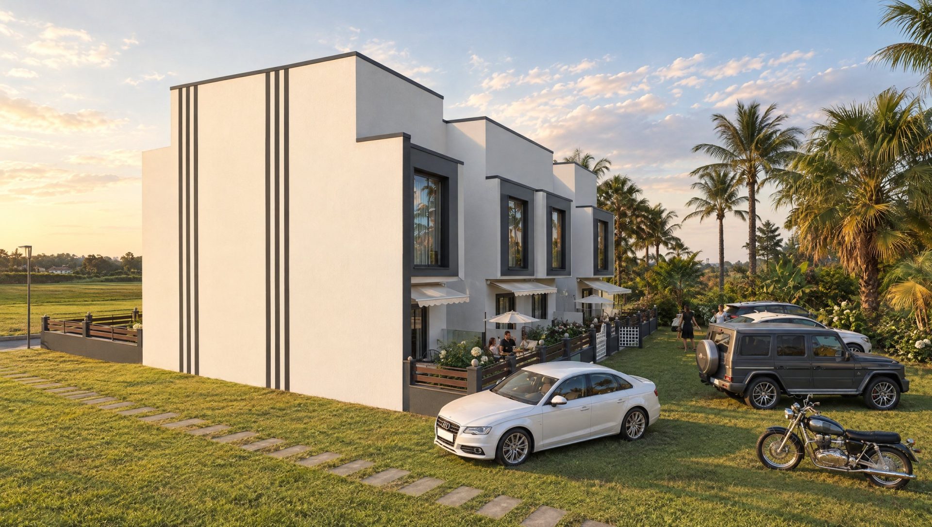 Εξωτερική άποψη του Chris Residence στη χρυσή ώρα