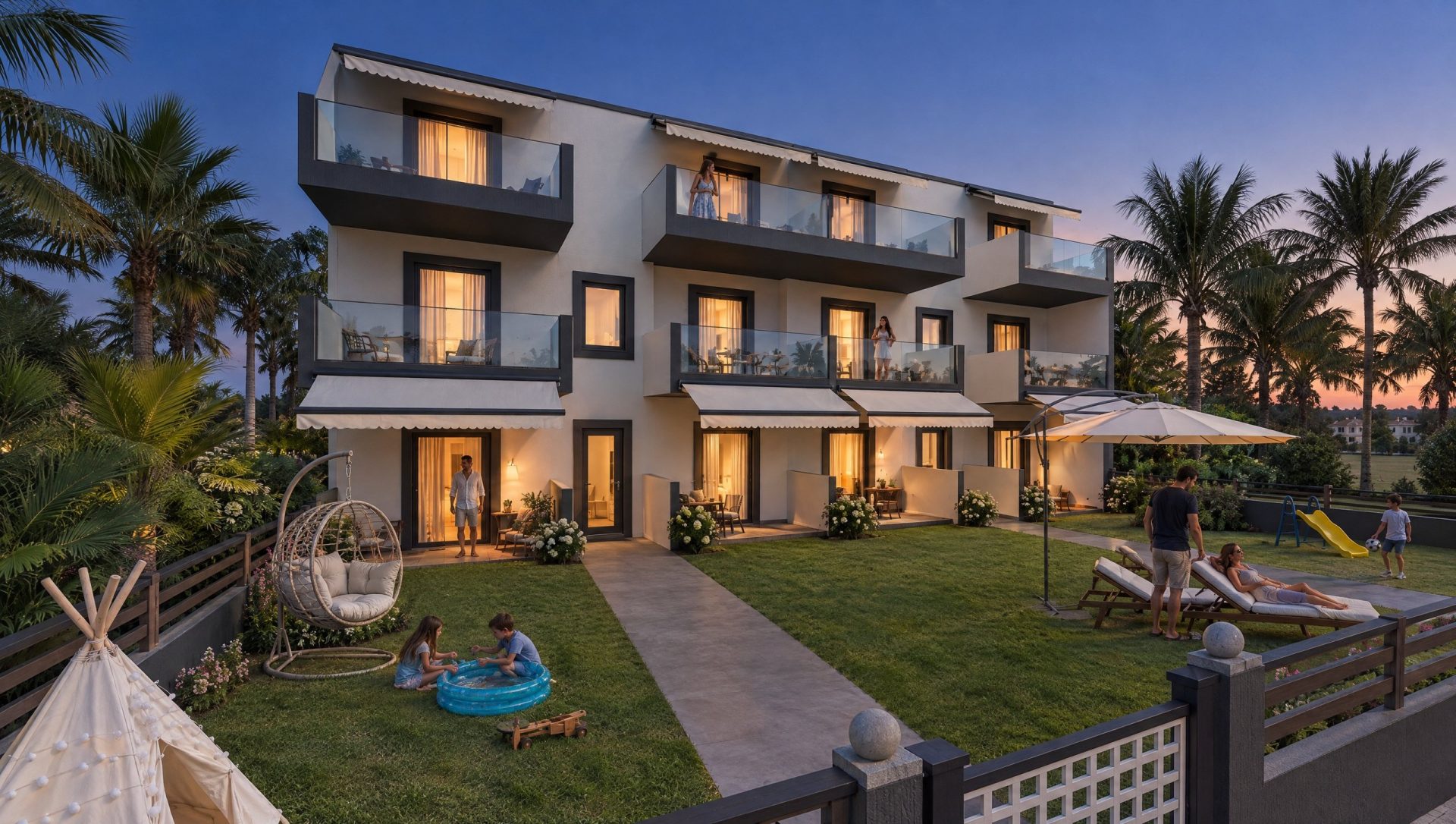 Chris Residence – εξωτερική άποψη στην μπλε ώρα