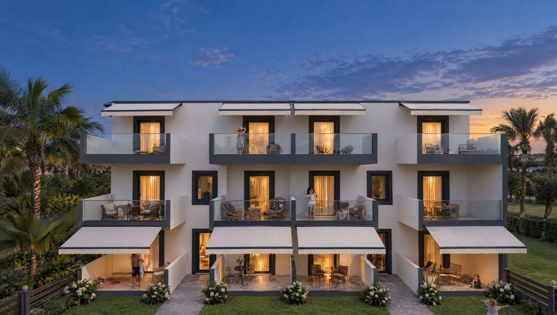 Chris Residence – εξωτερική άποψη στην μπλε ώρα