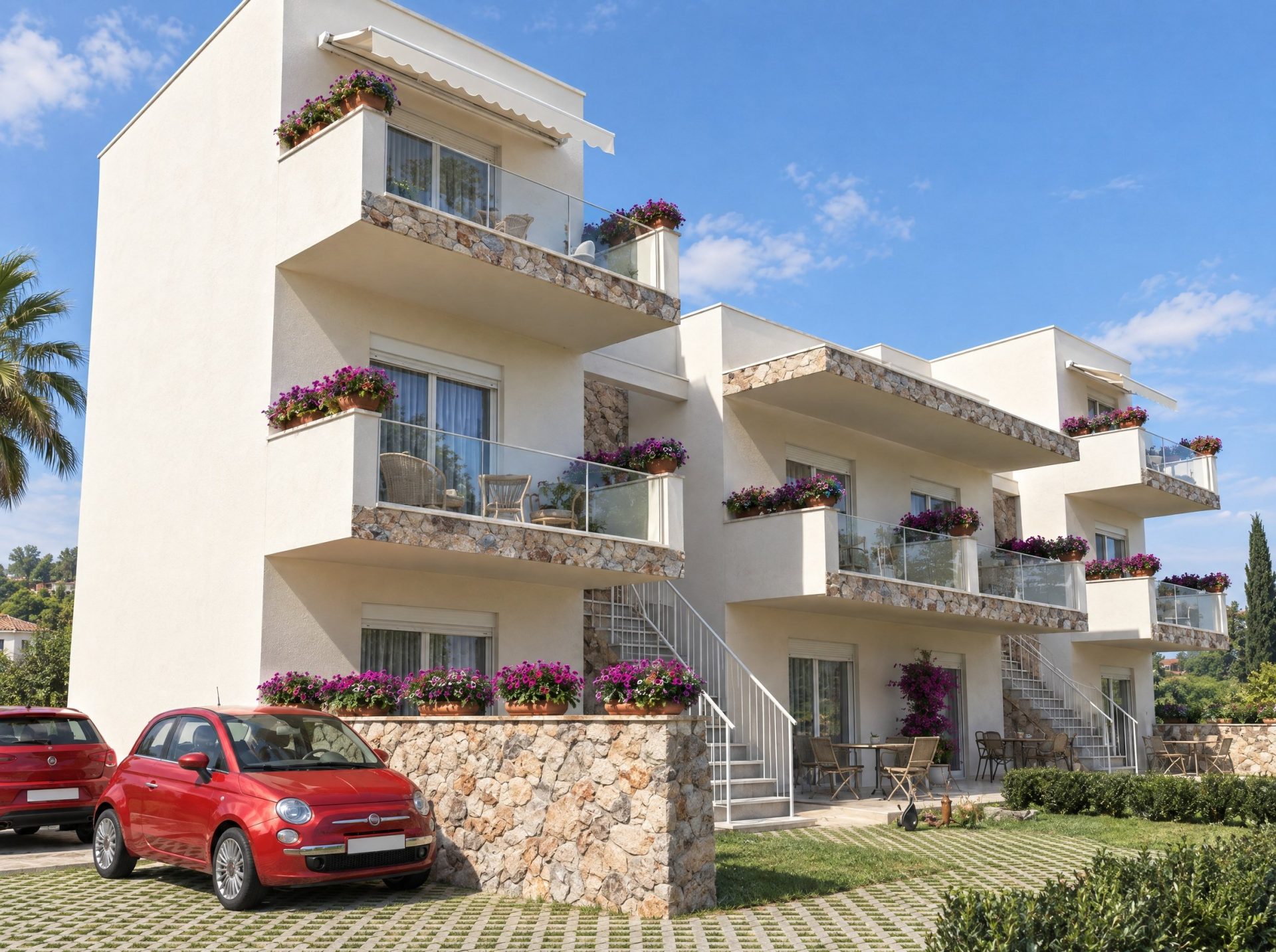 Galini Gardens exterior at morning