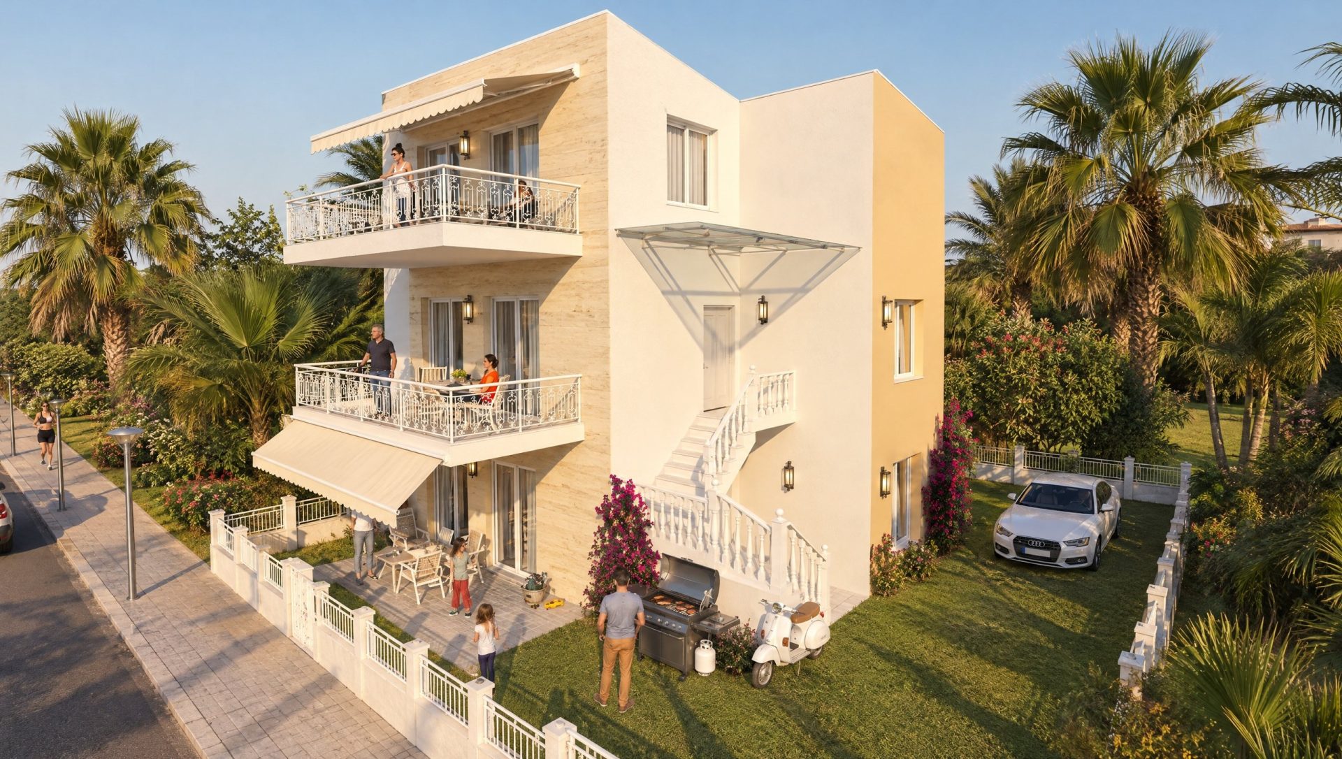 Екстериор на Maya Residence в златния час