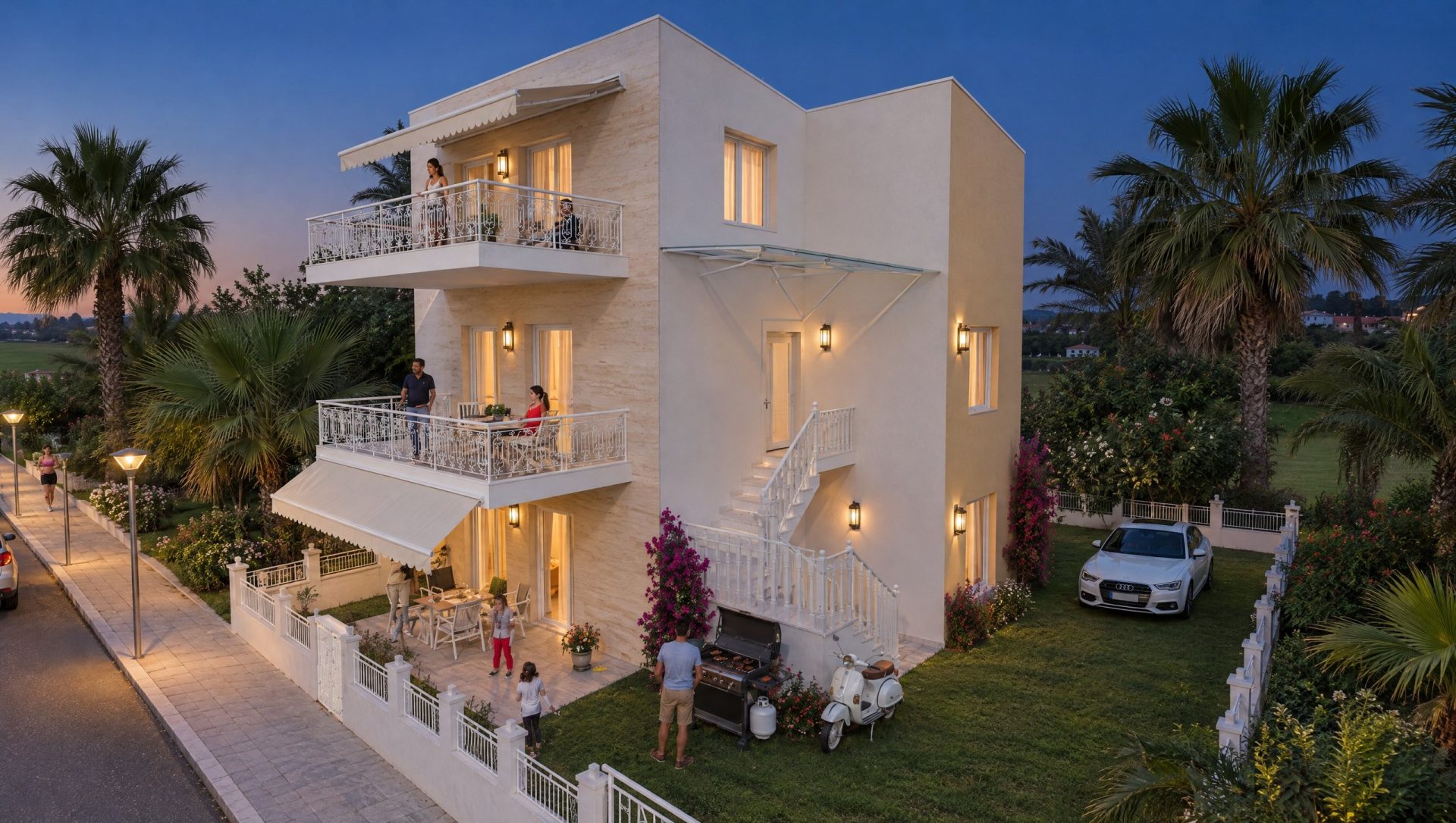 Maya Residence – екстериор в синия час