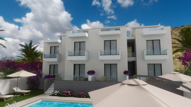 Original 3D render of an alternative white pool elevation for Nea 2 Residence