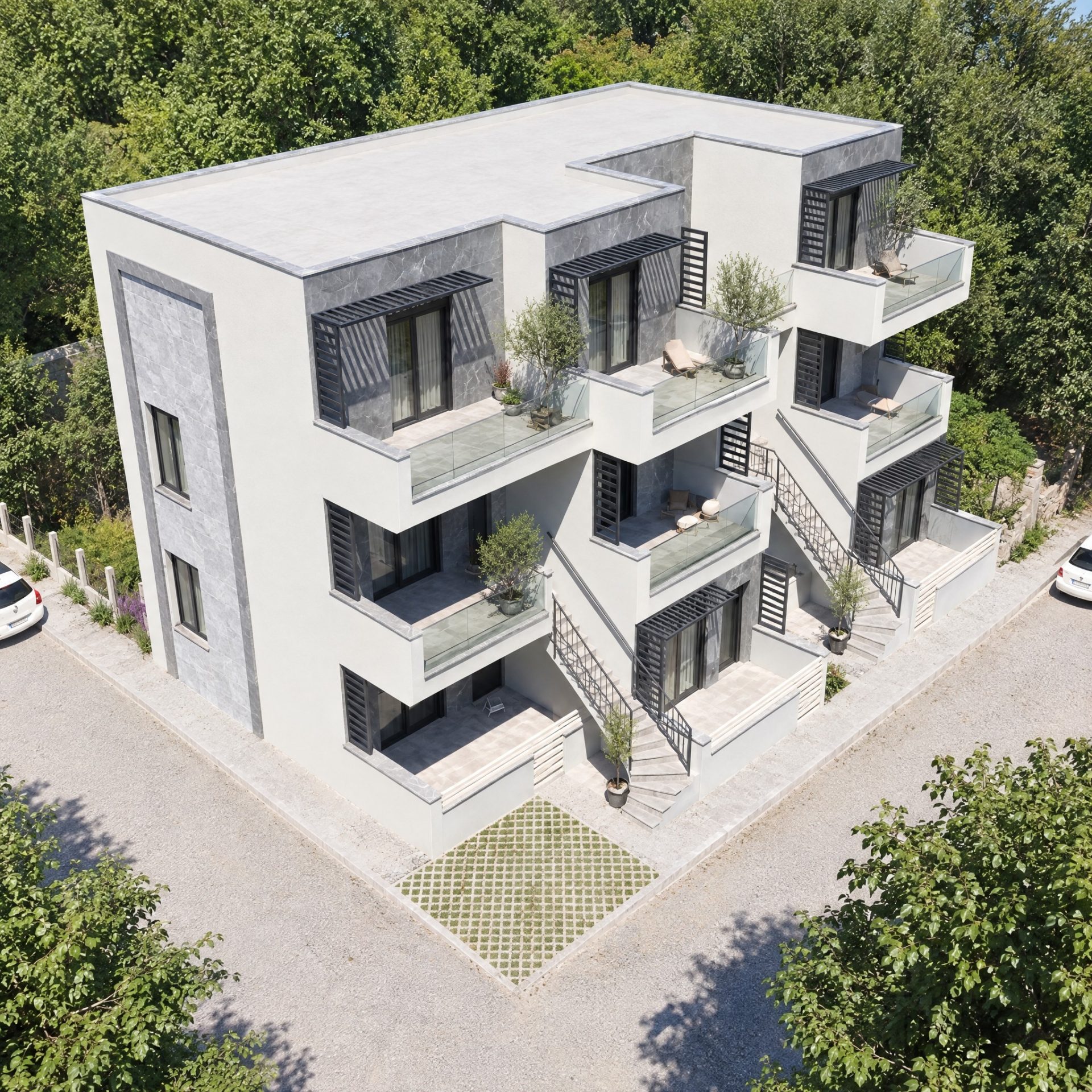 Aerial view of Nika 2 Residence at noon