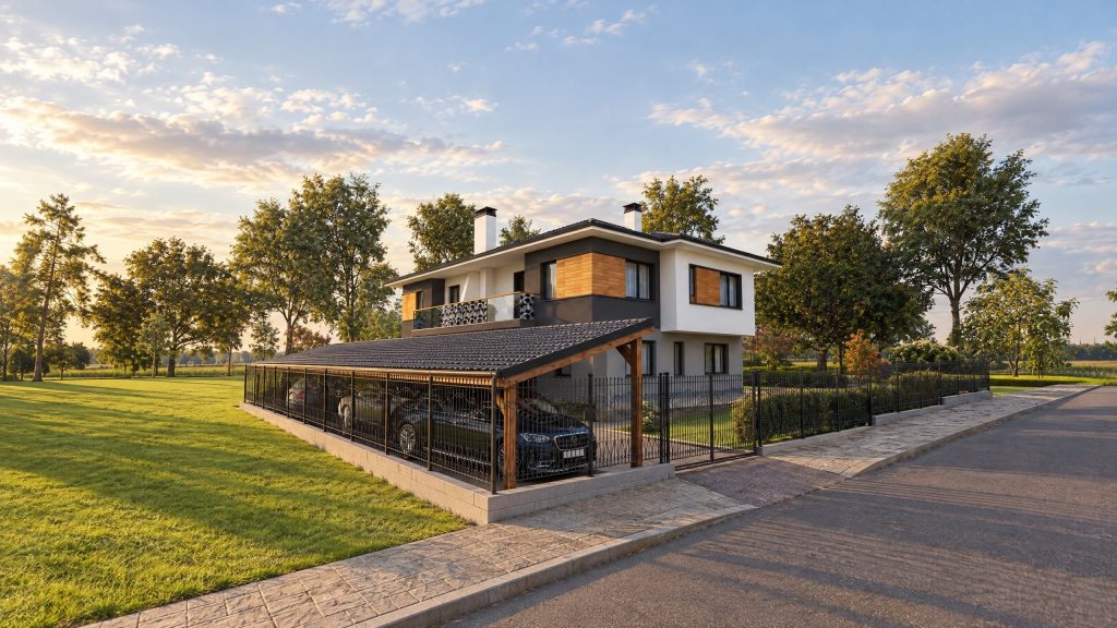 Novi Han House exterior at golden hour