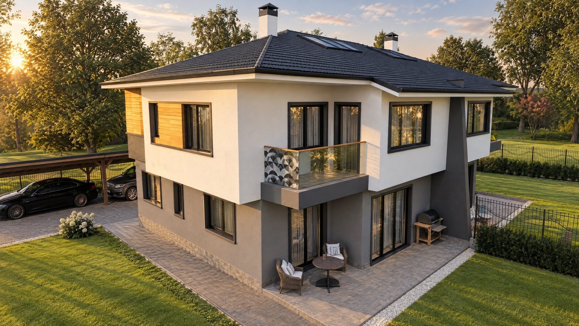 Novi Han House exterior at golden hour