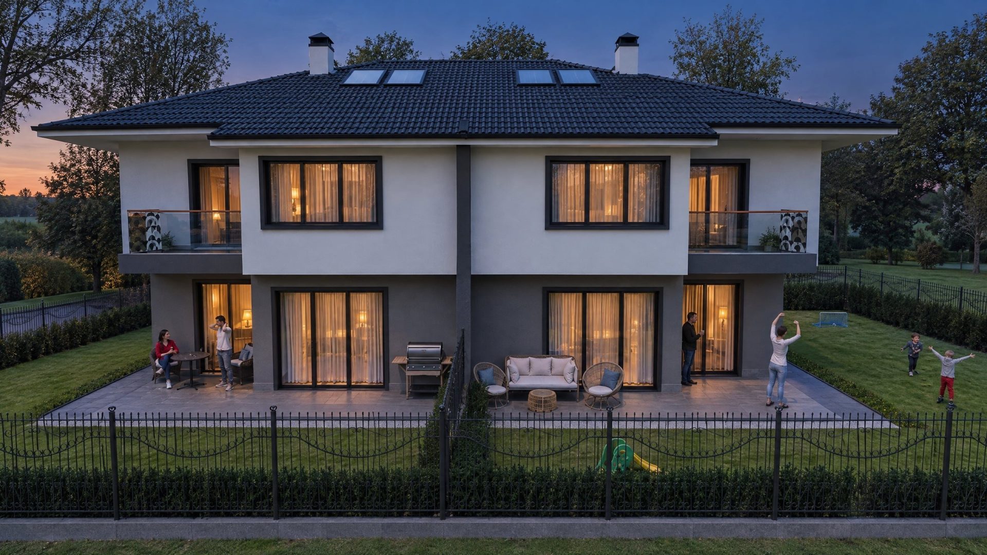 Novi Han House exterior at blue hour