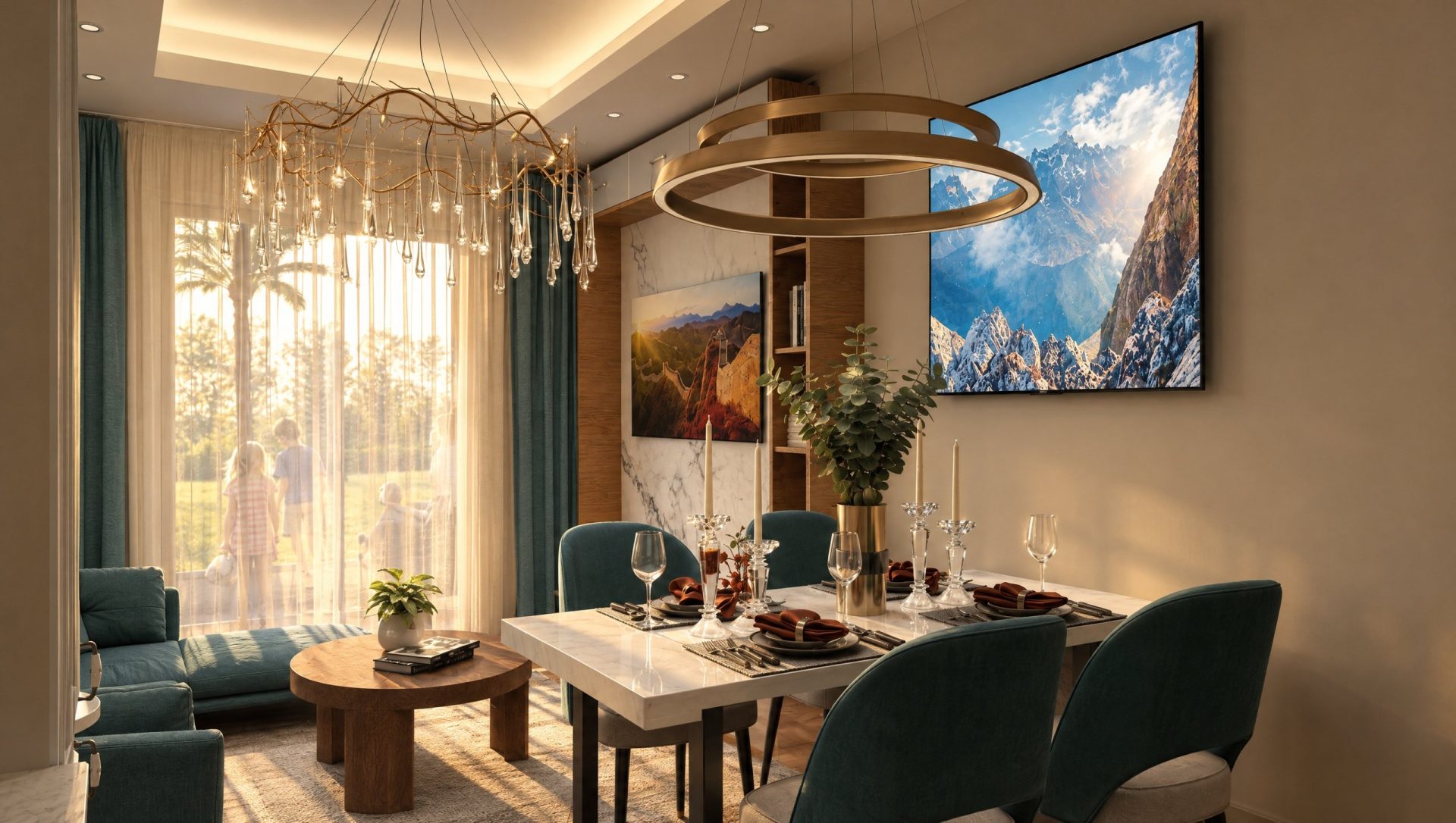 Sia Residence interior at golden hour