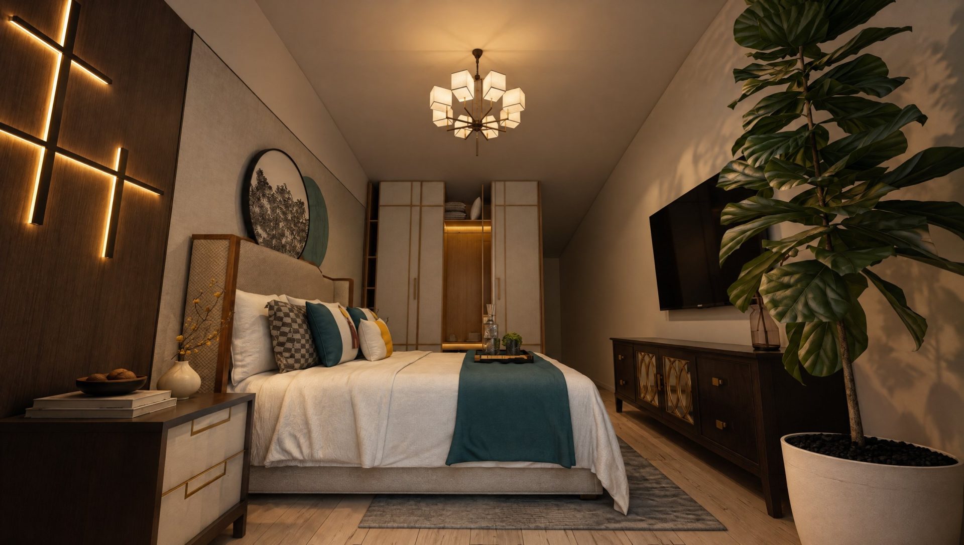 Sia Residence interior at evening