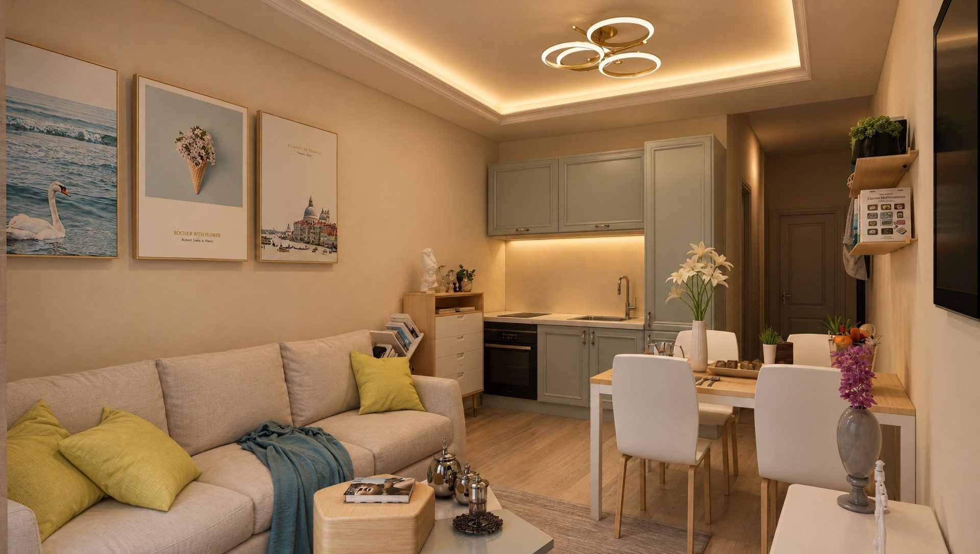Sia Residence interior at evening